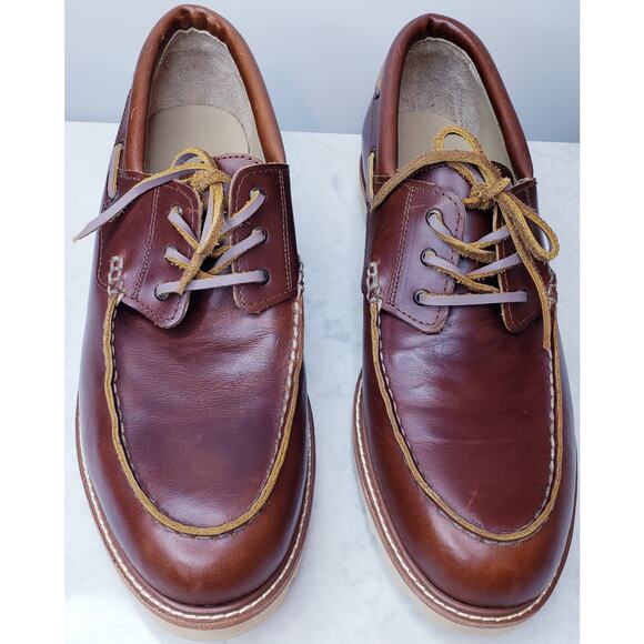 Huckberry RHODES Tahoe Boat Shoes Men's 10 Brown Leather Vibram Gumlite Sole EUC - Picture 6 of 15